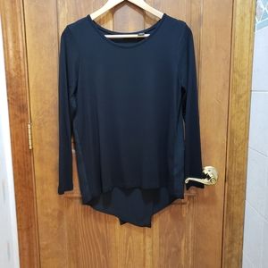Tahari Split-Back, High Low Black Shirt
